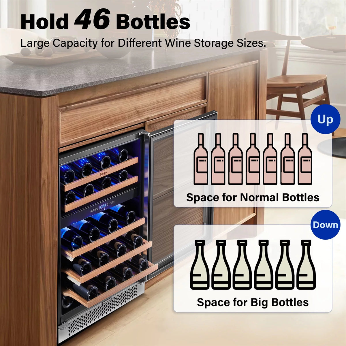 24 Wine Cooler Refrigerator, 46 Bottle Dual Zone U560446