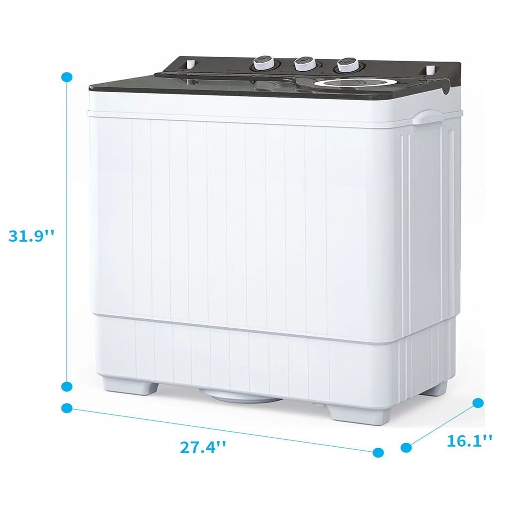 26Lbs Portable Twin Tub Washing Machine with Gravity Drain Pump U7709