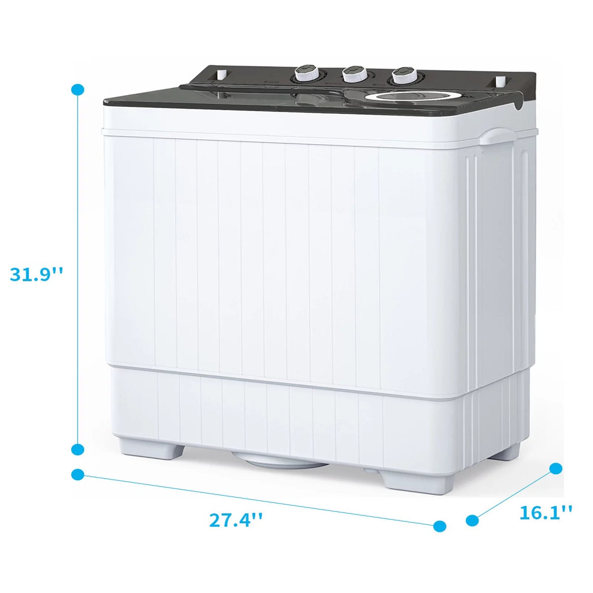 26Lbs Portable Twin Tub Washing Machine with Gravity Drain Pump U7709