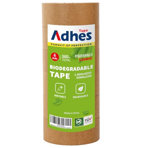 Kraft Paper Tape, 2 Inch x 60 Yards x 3 Rolls, Biodegradable Brown Packing Tape P37206