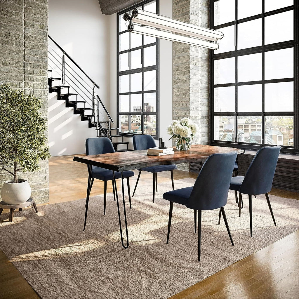 Solid Acacia Five Piece Dining Set with Upholstered Chairs X448