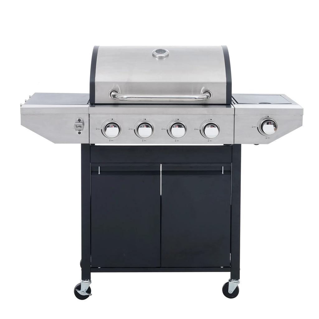 4 Burner Propane Gas Grill with Side Burner and Thermometer K95701