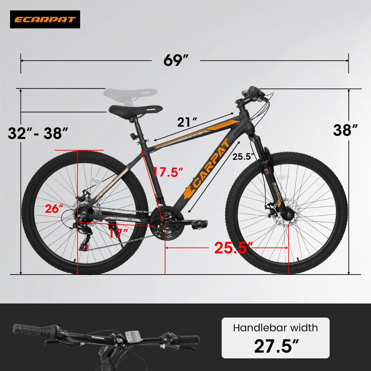 24 inch Mountain Bike with 21 Speed Drive, Dual Disc Brake, Front Suspension X814971