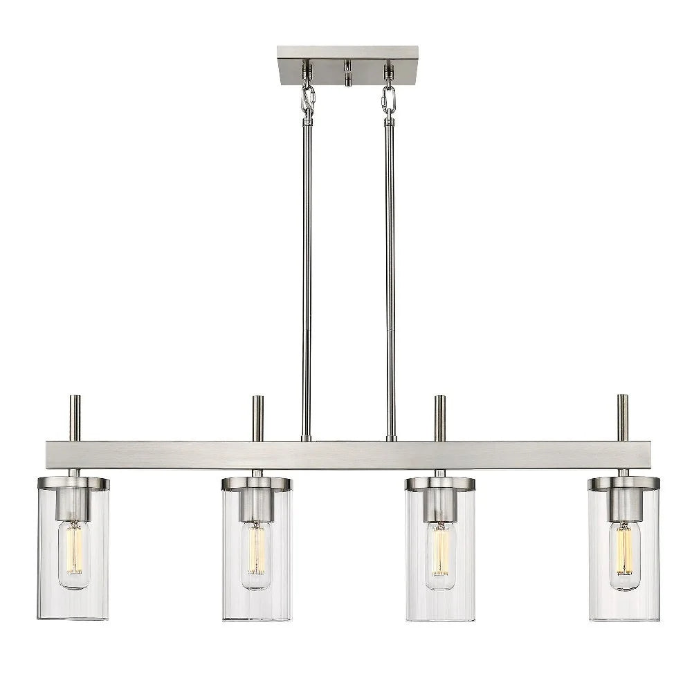 Pewter Linear Pendant with Ribbed Clear Glass U513875