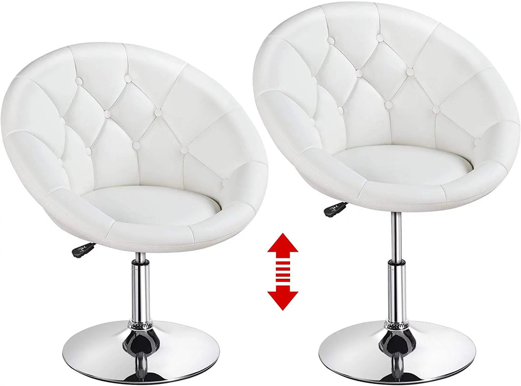 White Tufted Height Adjustable Swivel Accent Chair E11276