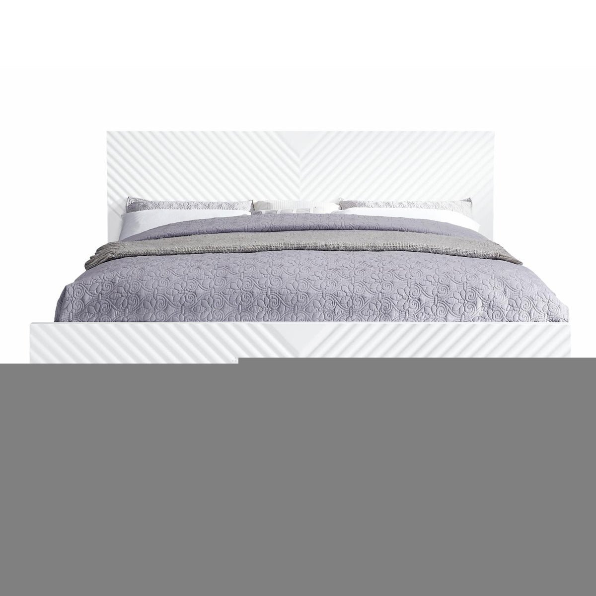 Queen Bed White High Gloss Finish X8681