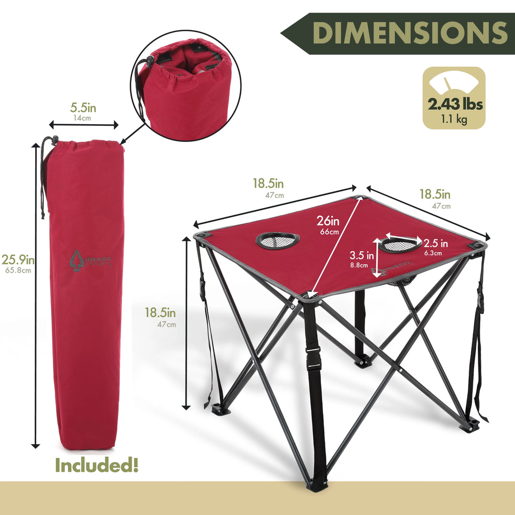 Heavy-Duty Portable Camping Folding Table with Cup Holders and Carrying Case C2380