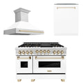 48 In. Gas Range, Range Hood, Dishwasher in White Matte S4794