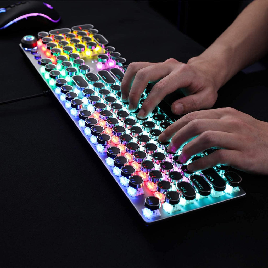 Retro Mechanical Gaming Keyboard with Wrist Rest and RGB Backlit L859