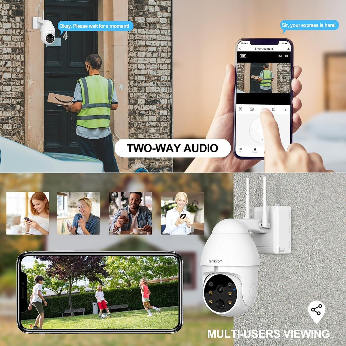 Solar Powered Wireless Security Camera 1080P Pan Tilt Rechargeable Battery Waterproof F445448