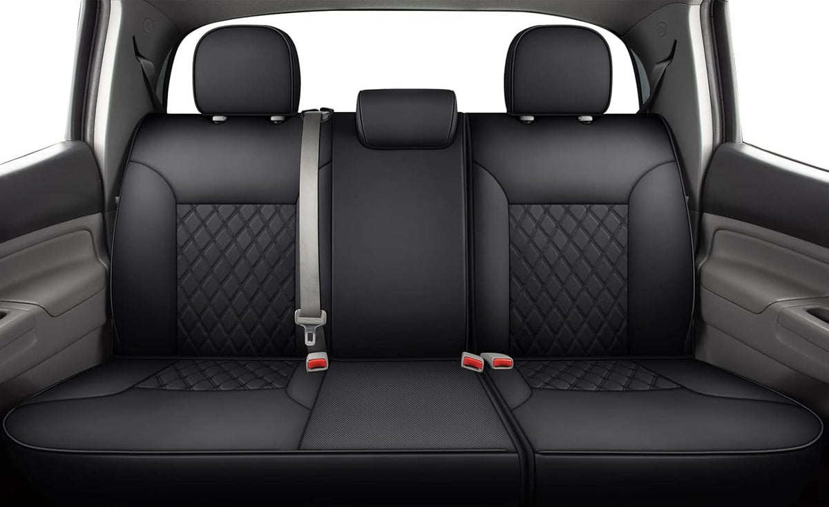 Full Set Black Faux Leather Seat Covers I582