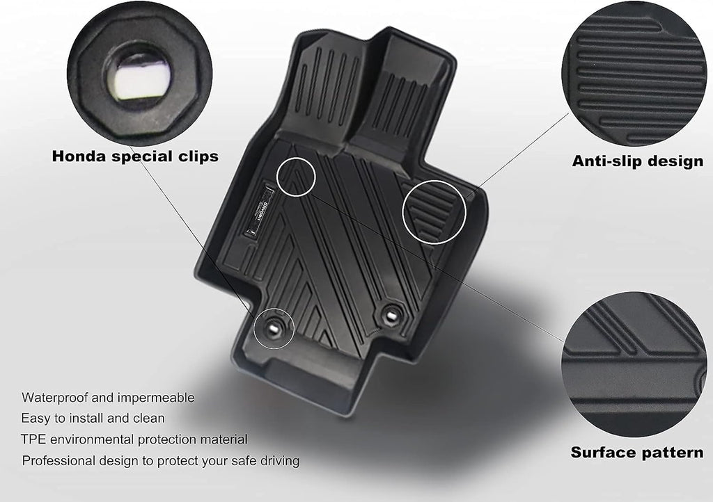 3 Row All-Weather Rubber Car Floor Mats & Cargo Liner Black P1011