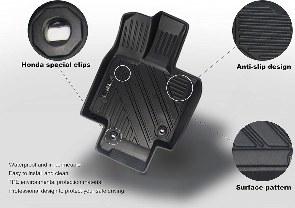 3 Row All-Weather Rubber Car Floor Mats & Cargo Liner Black P1011