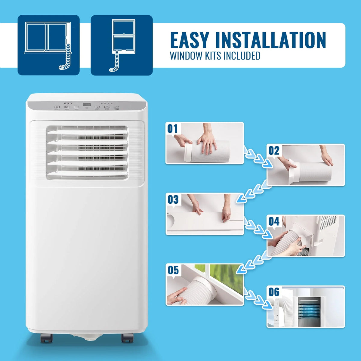 8000 BTU Portable Air Conditioner with Remote Control, White Z3824