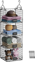 4 Tiers Hanging Closet Shelves Organizer with S Hooks, Black C22975