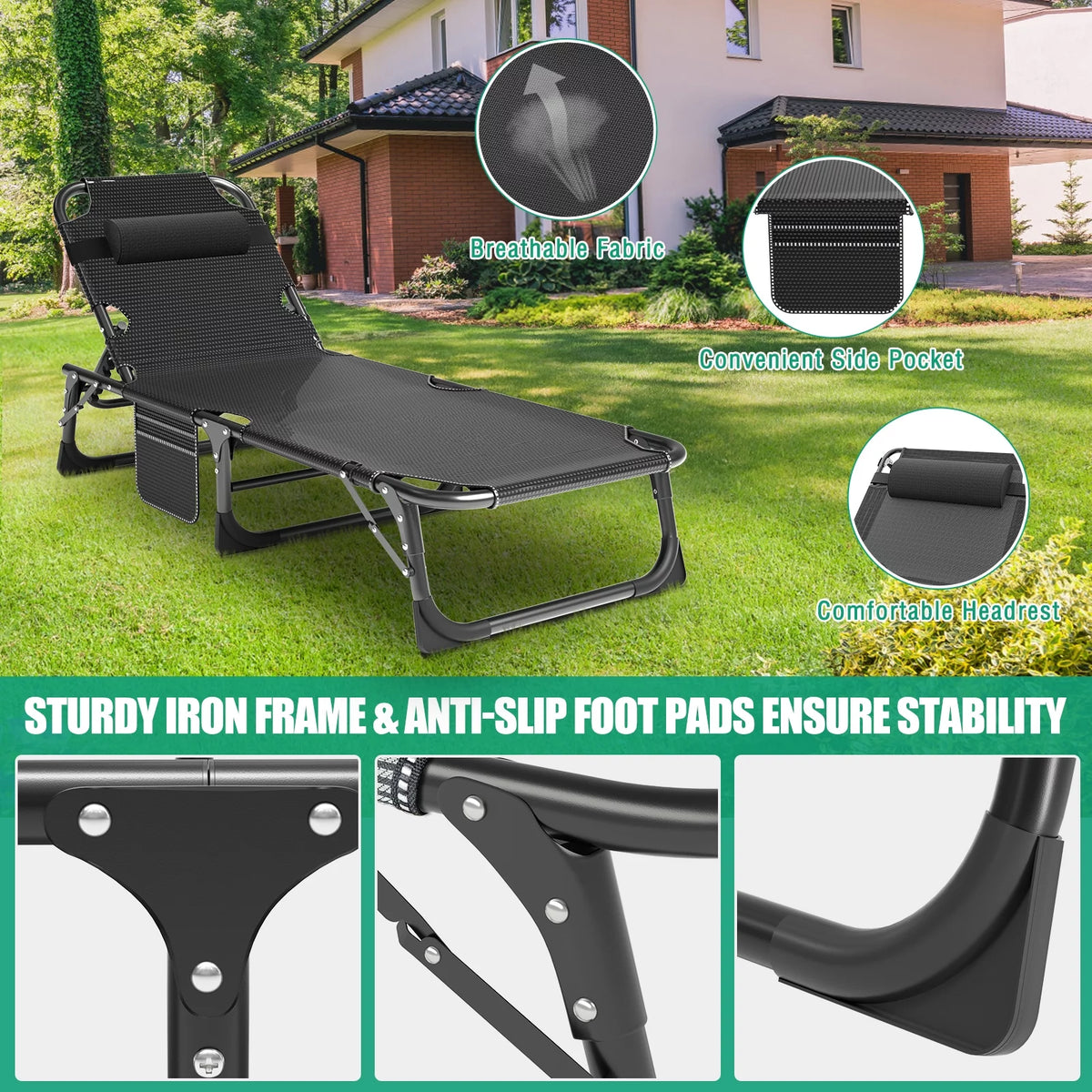 Folding Camping Cot with Mattress and Pillow D316