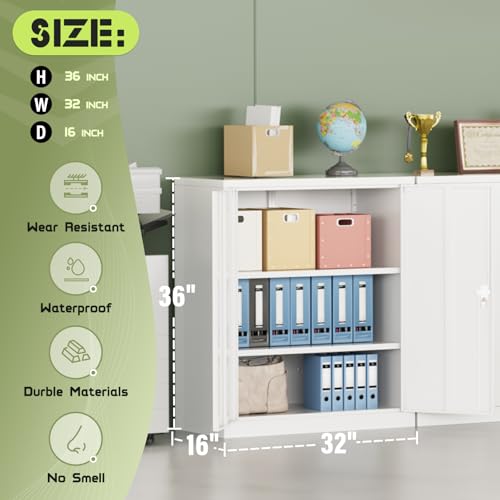 72” Black Metal Storage Cabinet with Doors and Shelves F531040