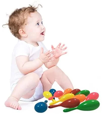 24pcs Mini Plastic Maracas 6 Neon Colors T53140