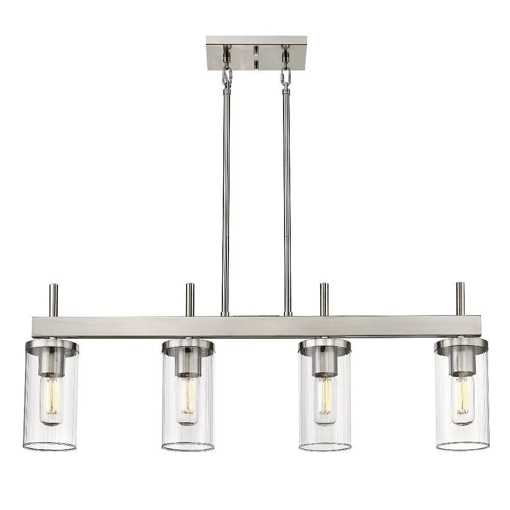 Pewter Linear Pendant with Ribbed Clear Glass U513875