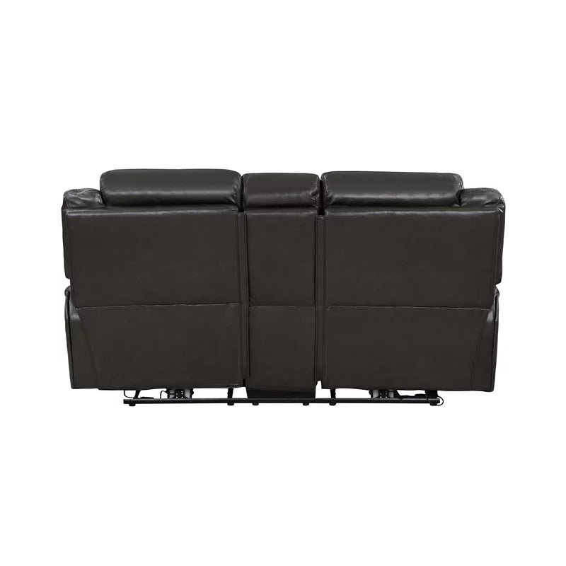 Dark Gray Faux Leather Power Double Reclining Loveseat O754509