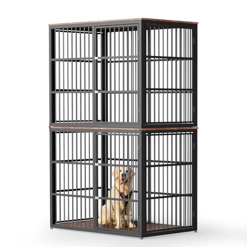 Large Breed Wooden Dog Crate Furniture with Removable Divider C146985