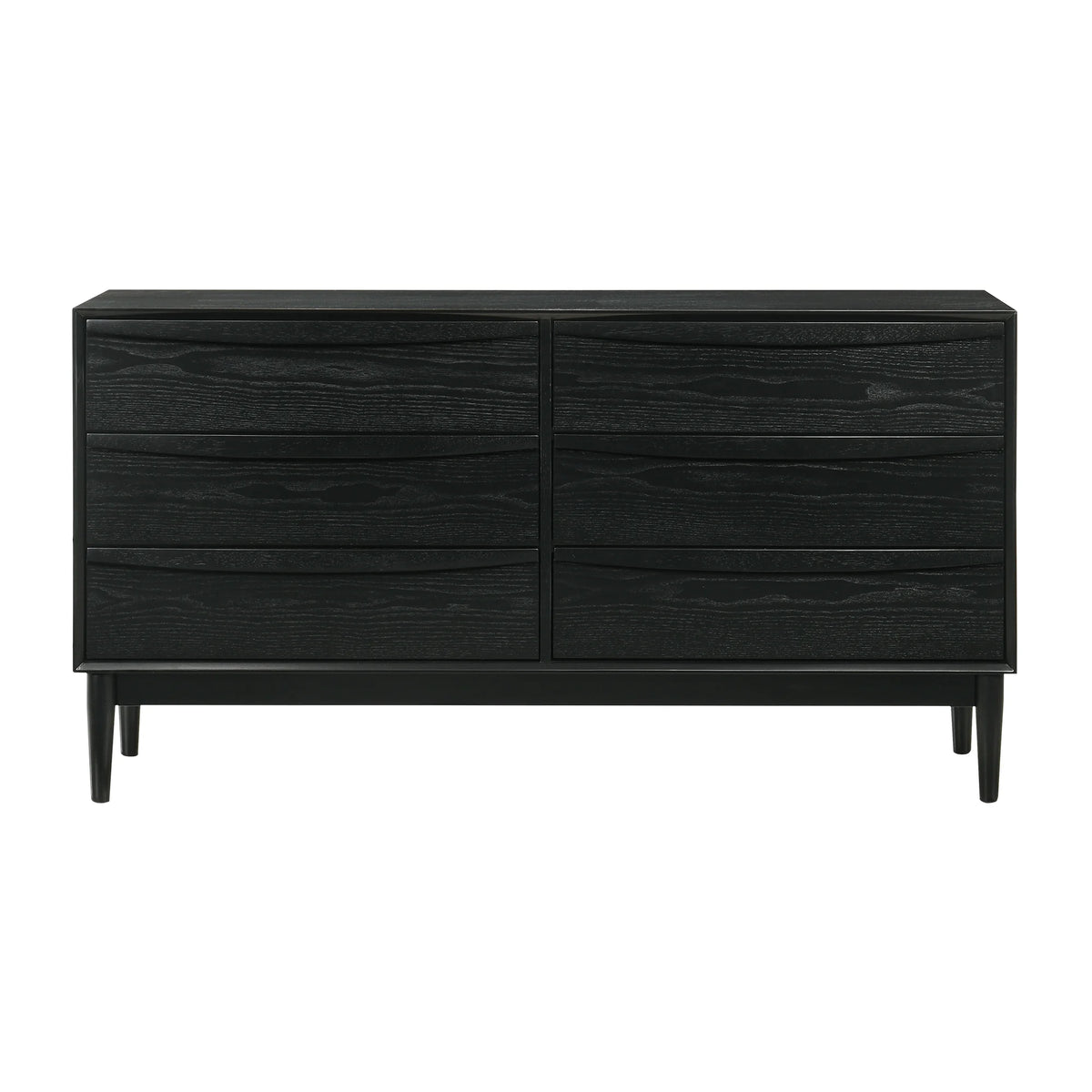 Black 6 Drawer Wood Dresser K7656