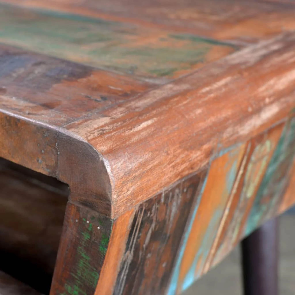 Rustic Desk with Storage Compartment Reclaimed Wood Tabletop Iron Legs G22006