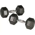 Rubber Hex Dumbbell with Chrome Ergo Handle 55 lbs T568933