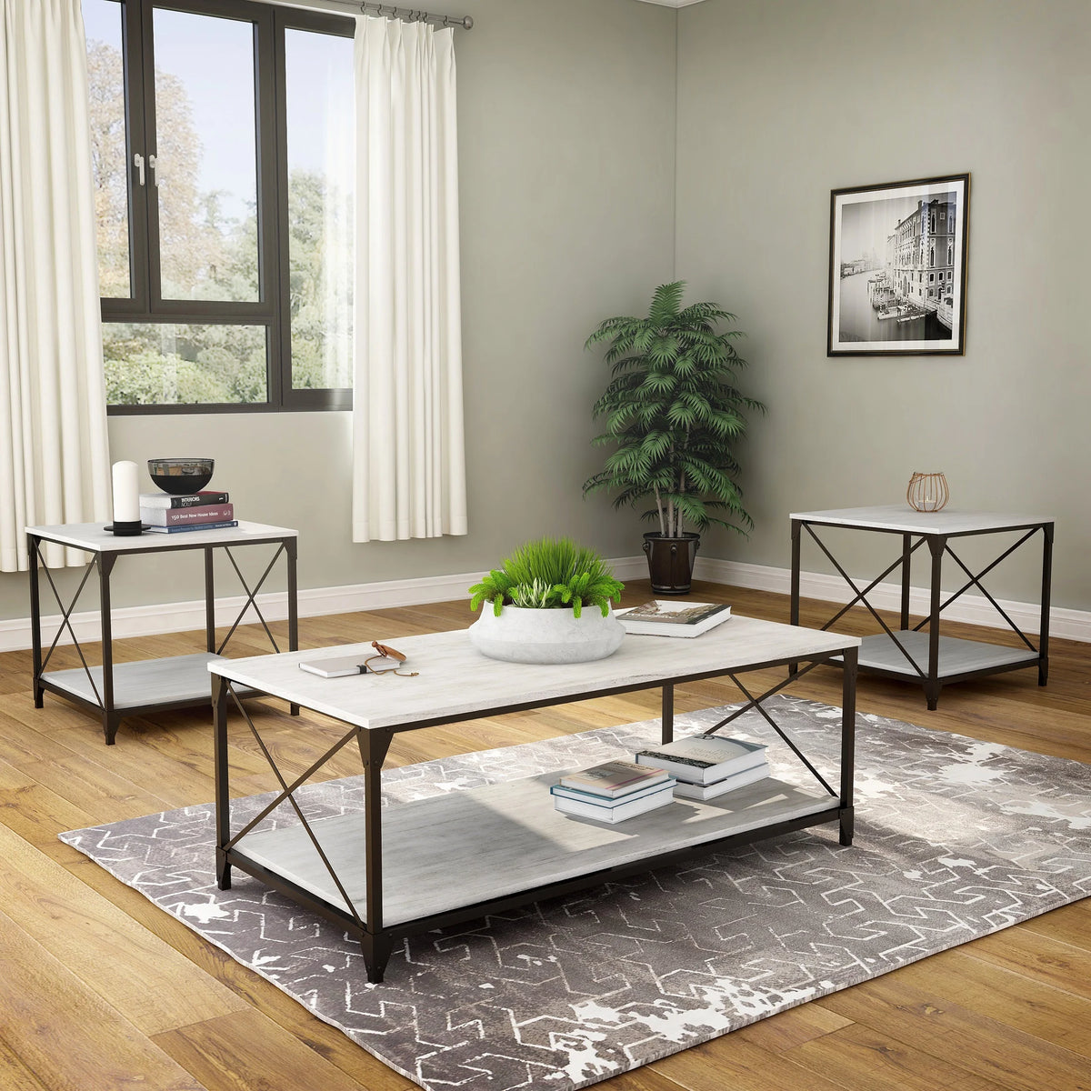 3-Piece Gray Coffee Table Set H6837