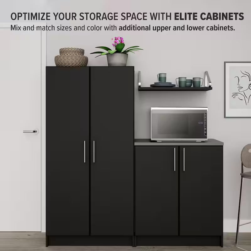Black Wood Freestanding Garage Cabinet X32178