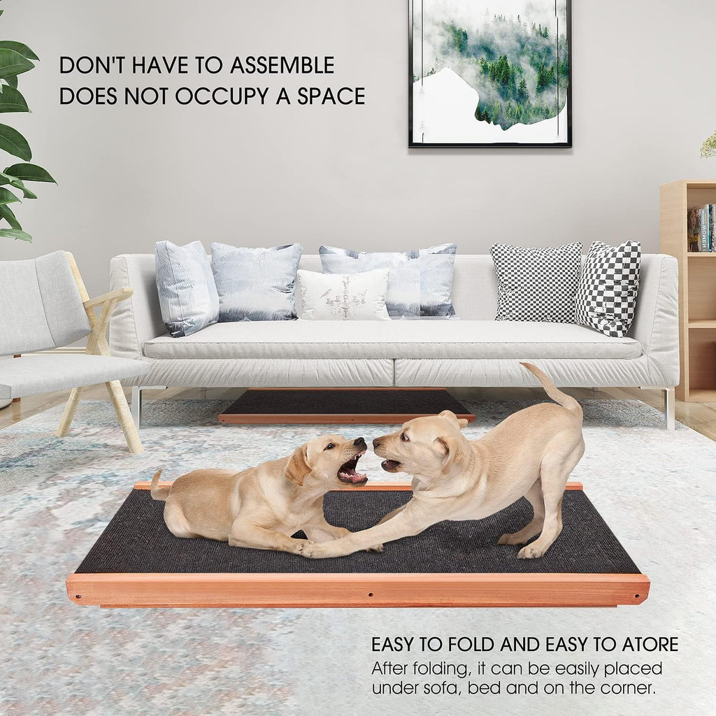 Height Adjustable Wooden Pet Ramp with Non Slip Carpet, Pack of 2 C892
