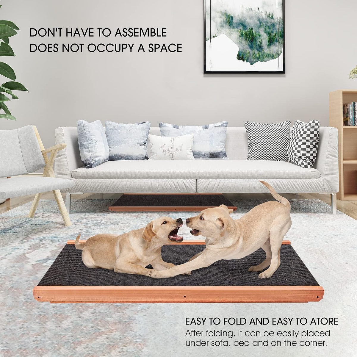 Height Adjustable Wooden Pet Ramp with Non Slip Carpet, Pack of 2 C892