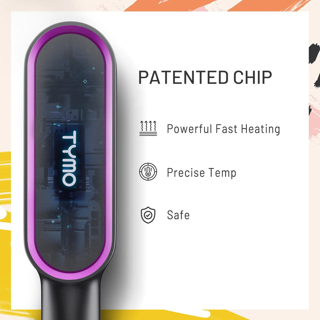 Black Hair Straightener Brush with Built-in Comb I438