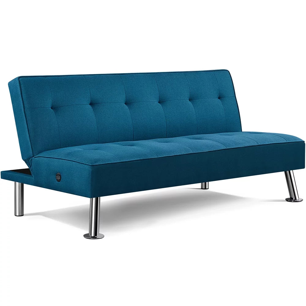 Blue Fabric Convertible Futon S5345
