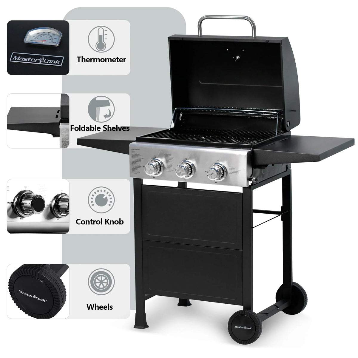 3 Burner Stainless Steel Propane Gas Grill W183