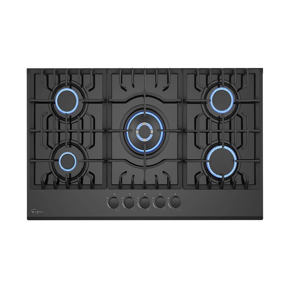 30 in. Gas Stove Cooktop with 5 Burners in Black Tempered Glass X9131
