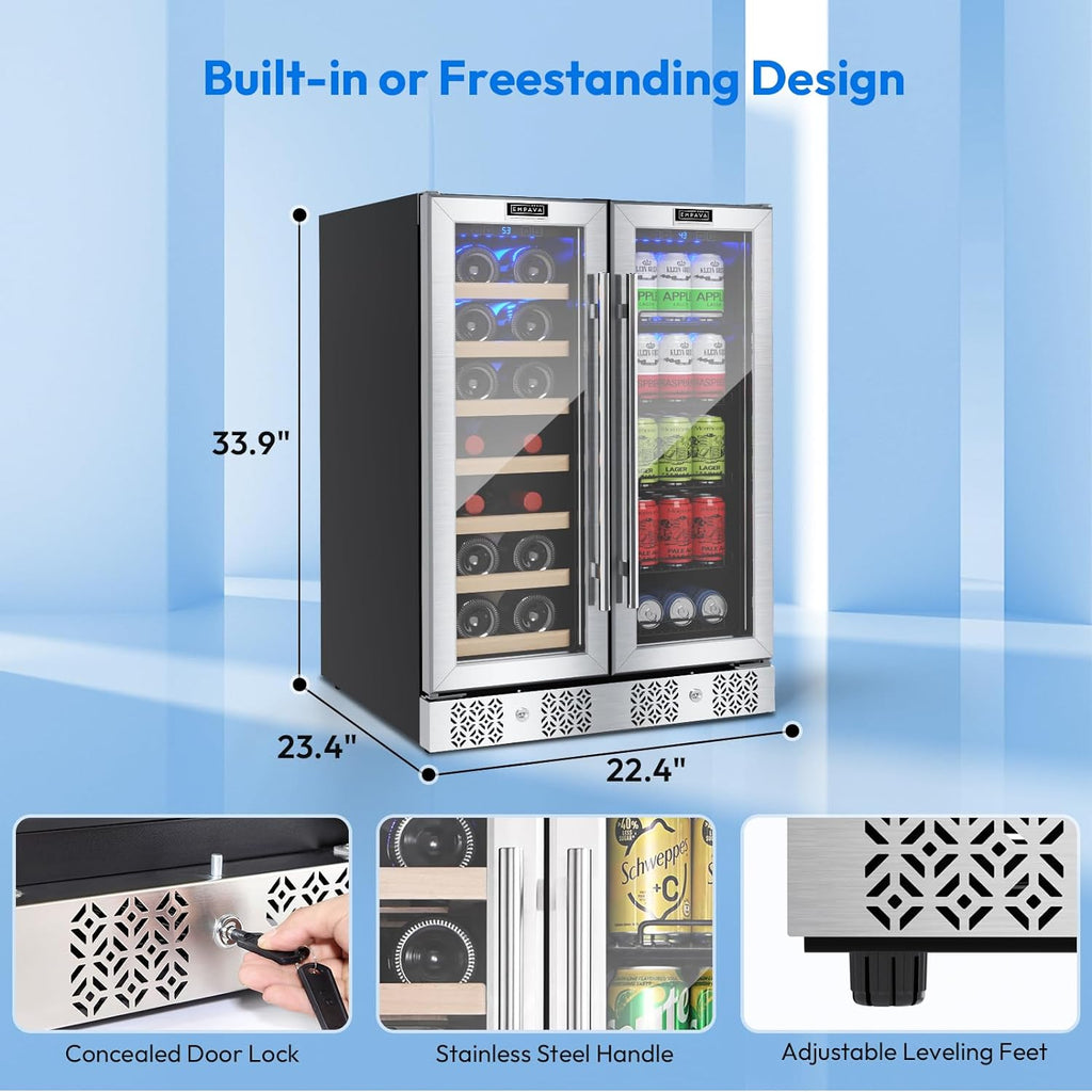 24 inch Dual Zone Wine and Beverage Cooler 96 Cans 33 Bottles X365708