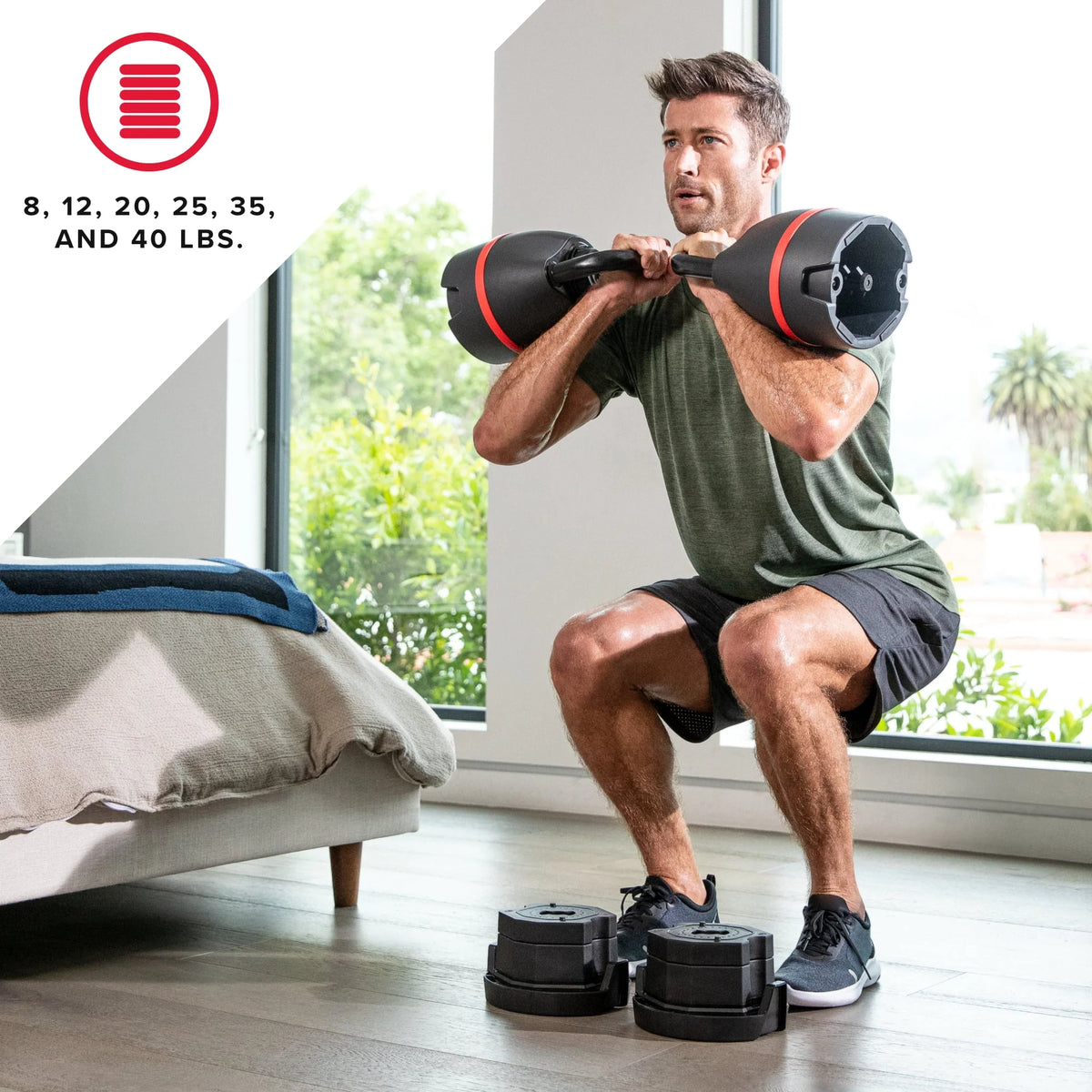 Adjustable Kettlebell, 8-40 lbs, 6 Weight Settings A4265