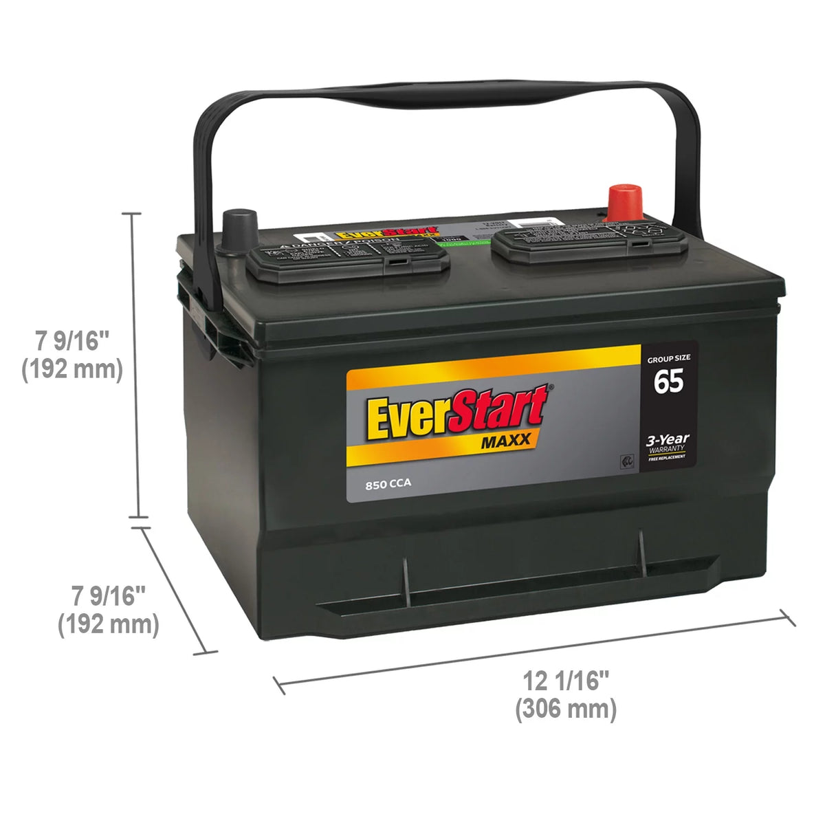 Lead Acid Automotive Battery Group Size 65 12 Volt 850 CCA P98489