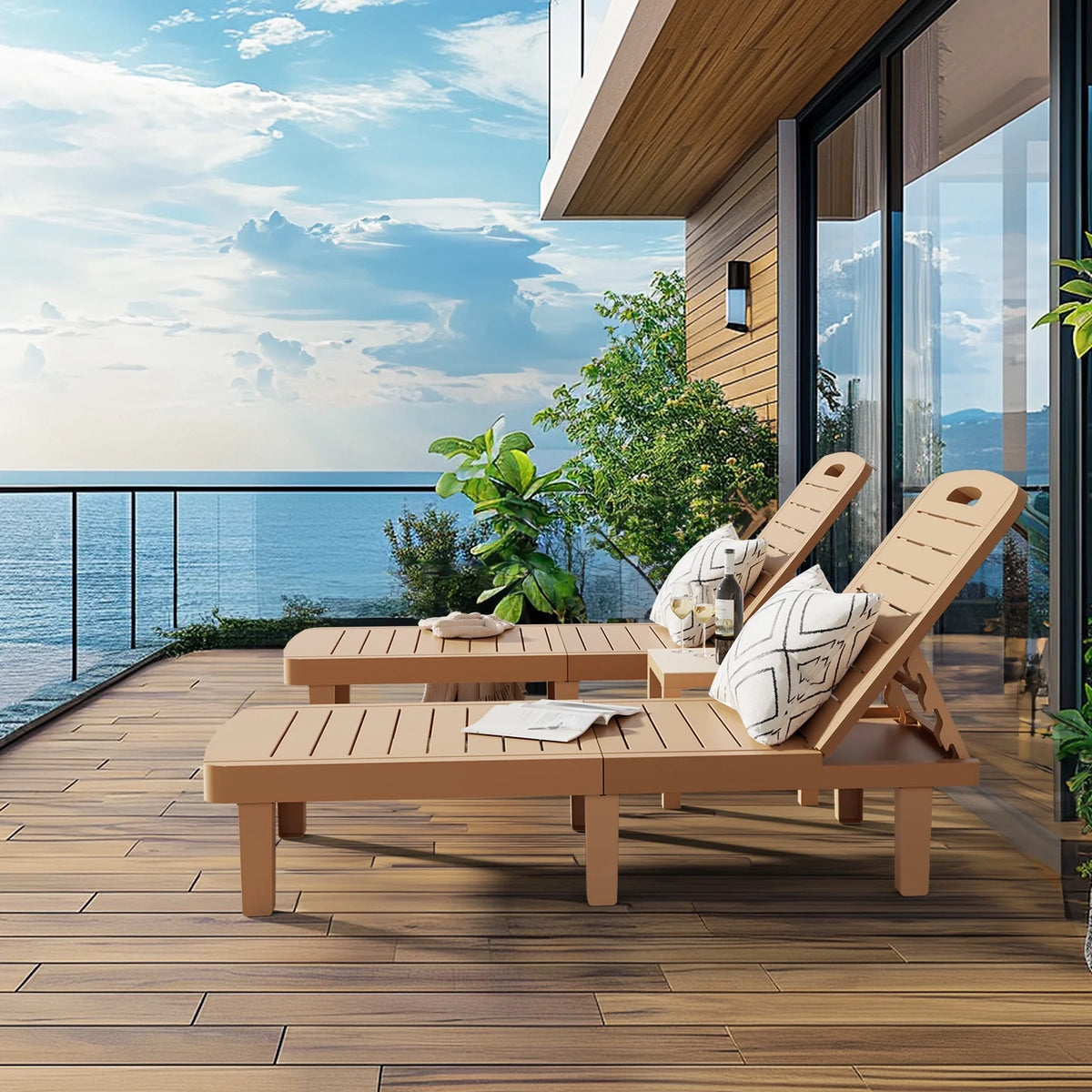 Oversized Outdoor Lounge Chair with Cup P200684