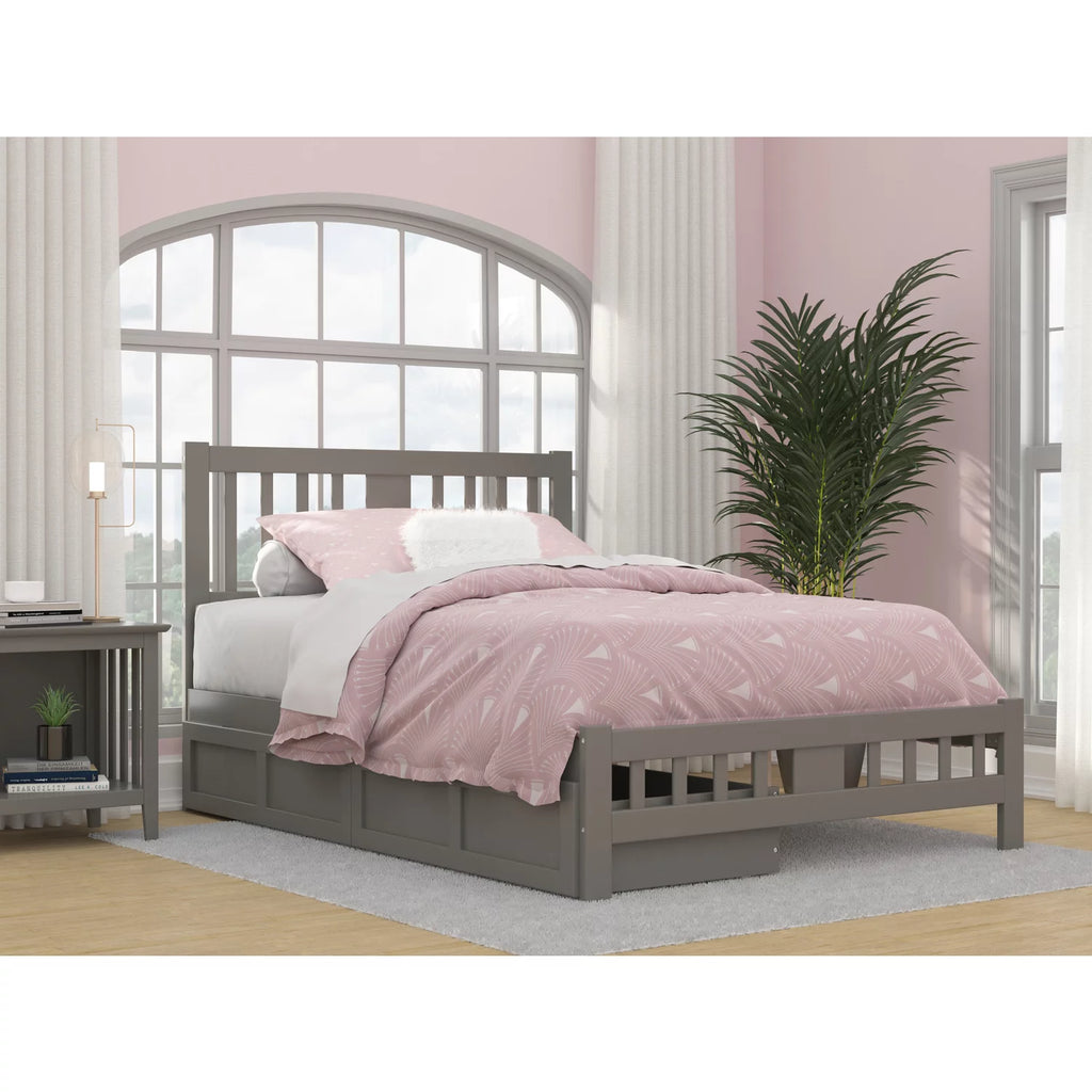 Gray Wood Full Bed with 2 Drawers D484871