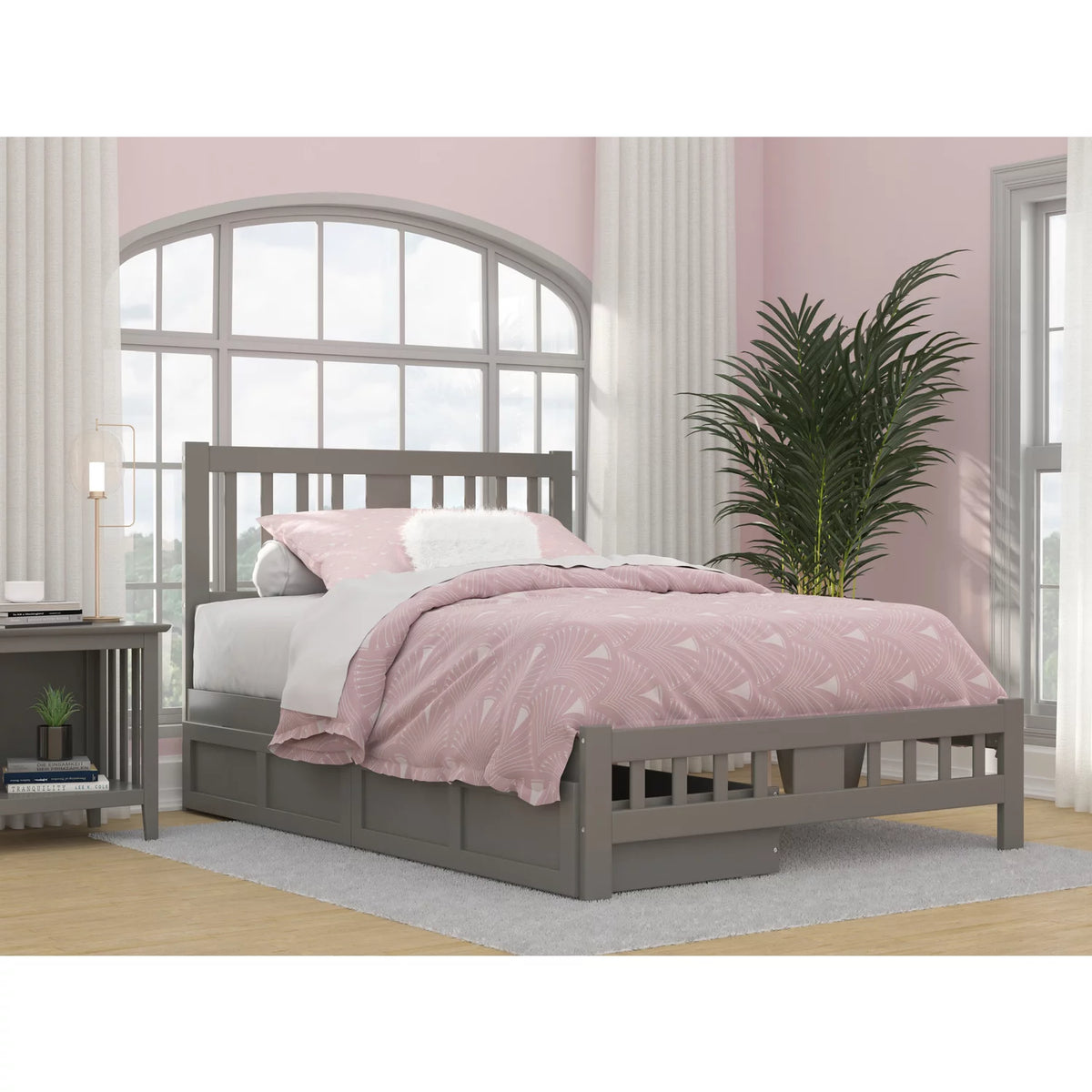 Gray Wood Full Bed with 2 Drawers D484871