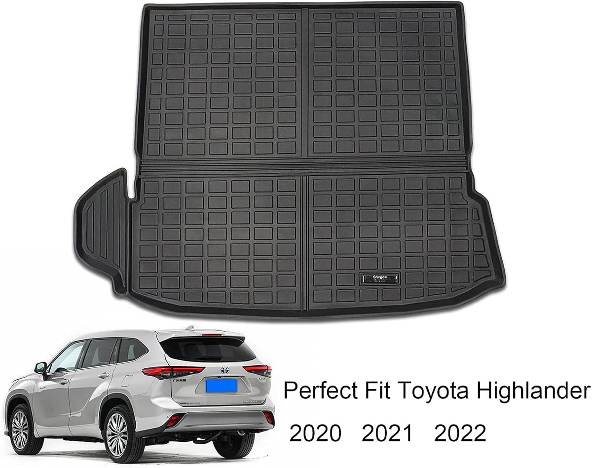 3 Row All-Weather Rubber Car Floor Mats & Cargo Liner Black P1011