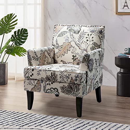 Modern Accent Chair with Arms and Wooden Legs P5378