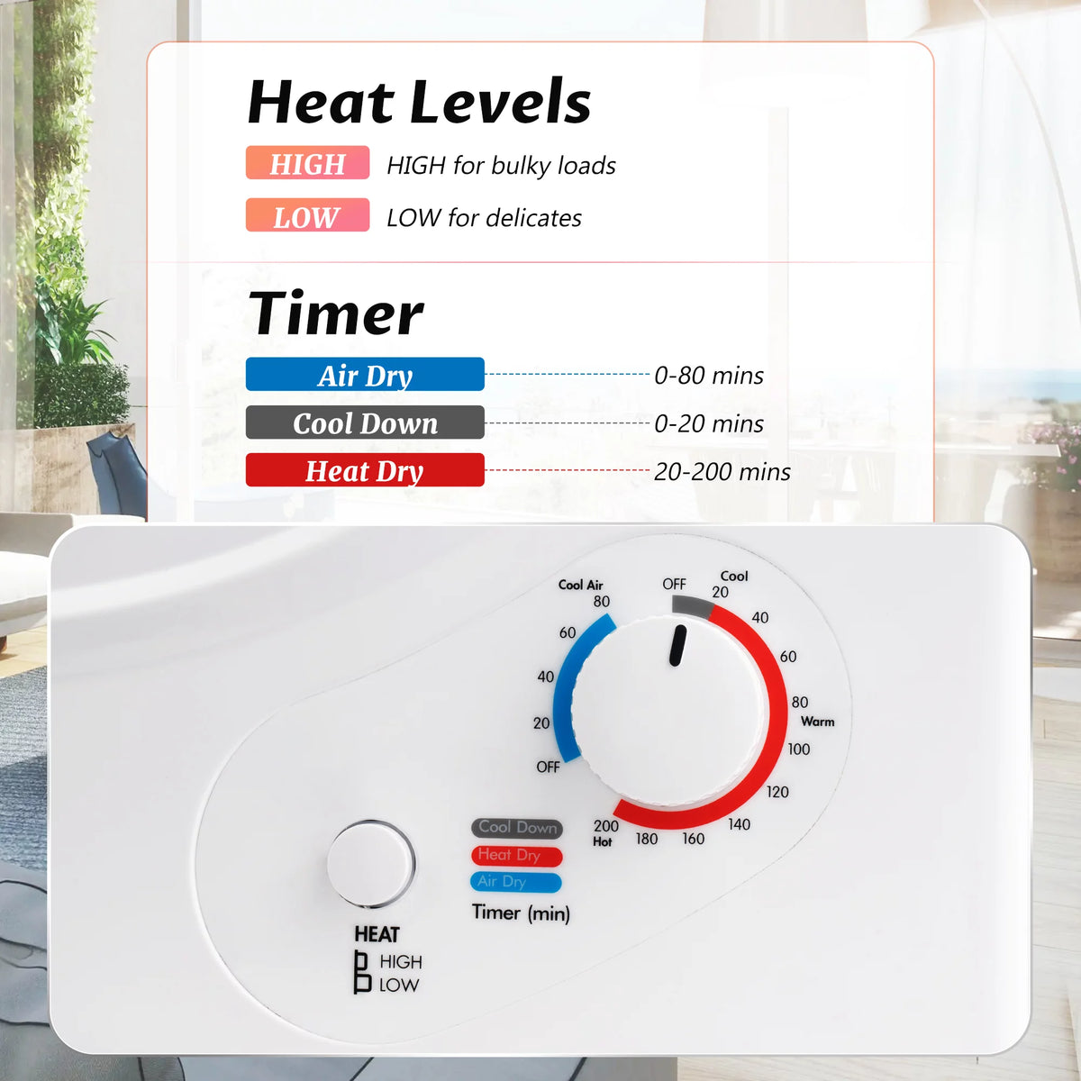 850W Portable Front Load Electric Clothes Dryer with 5 Drying Modes Y5778