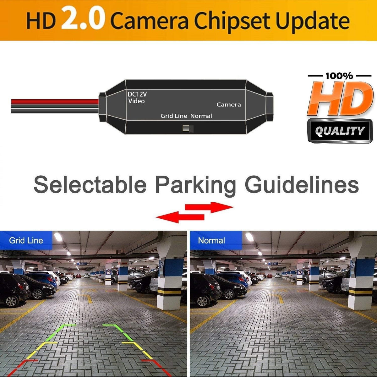 1280x720p Night Vision IP68 Waterproof License Plate Backup Camera Pack of 2 B776609
