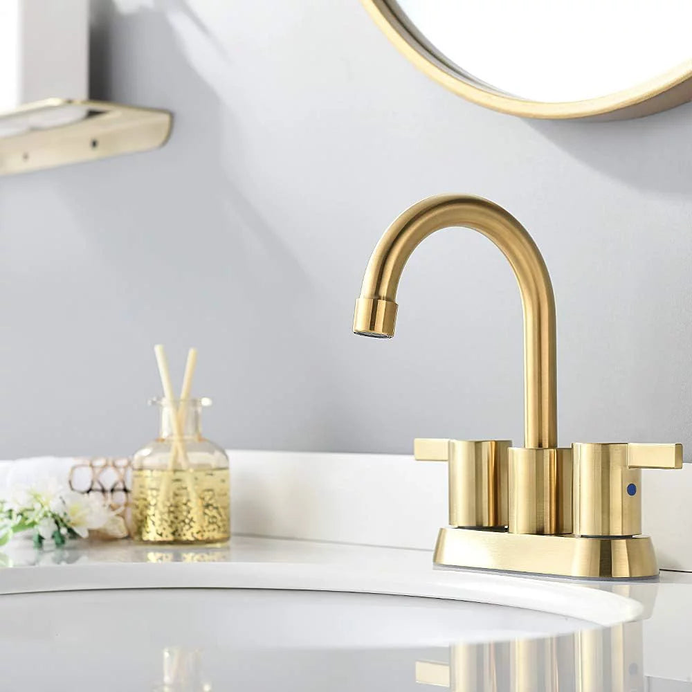 Brushed Gold 2 Handle Centerset Bathroom Faucet P286000