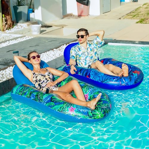 2 Pack Inflatable Pool Float Chairs with Cup Phone Holder B6078