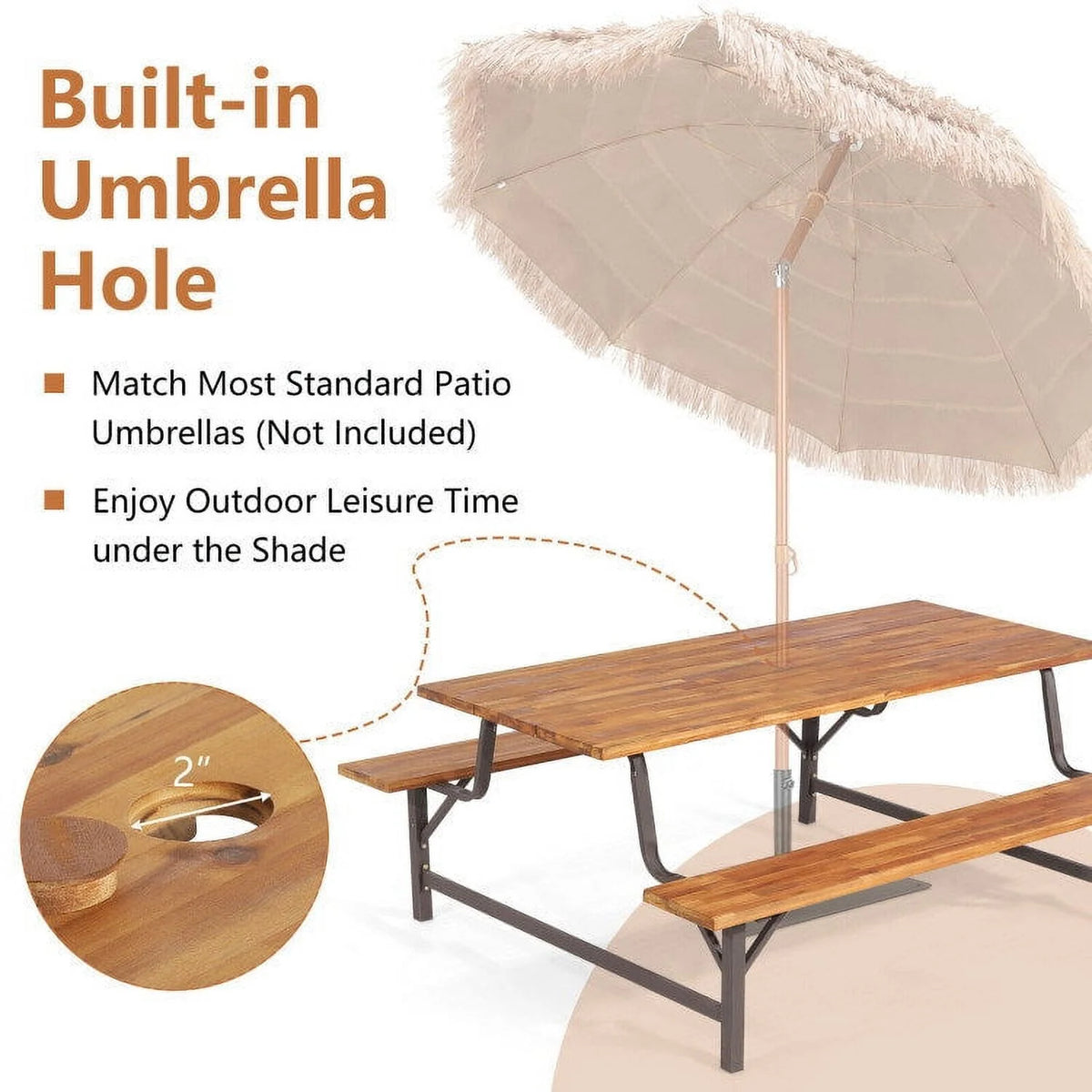 6-Person Outdoor Picnic Table and Bench Set M1778