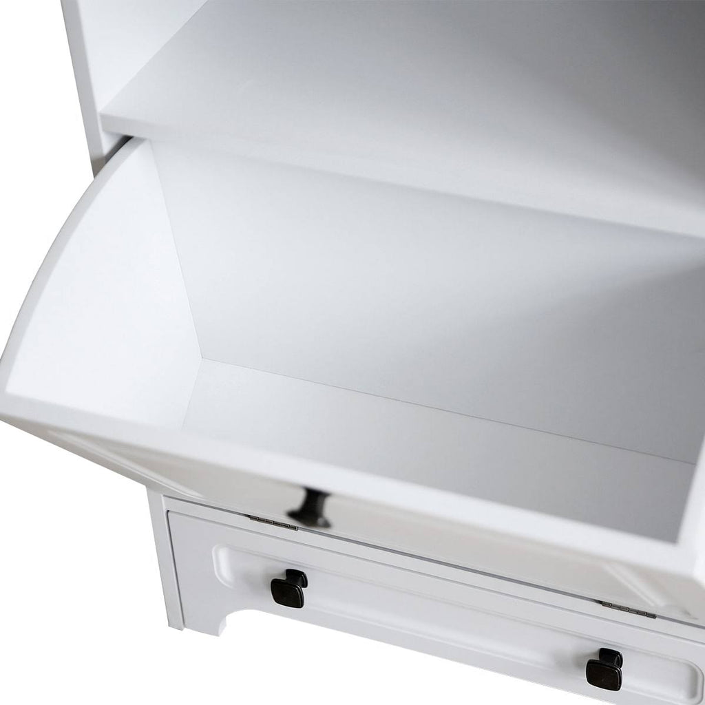 White Pet Feeding Station with Food Storage Cabinet Y9291